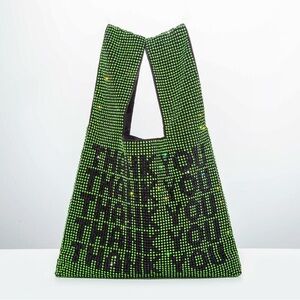 Green Beaded Tote Bag